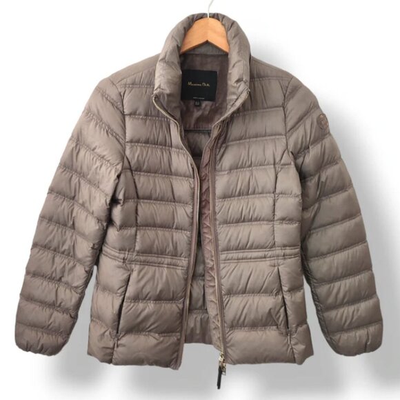 Women's Massimo Dutti Feather Down Jacket – Small, Luxury Grey Puffer - Picture 1 of 4
